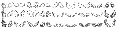Angel wings icon vector set. fly illustration sign collection. pilot symbol.