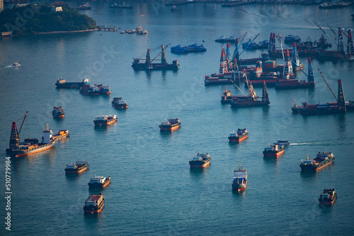 Photography logistic transport industrial business concept, trade with container loading on