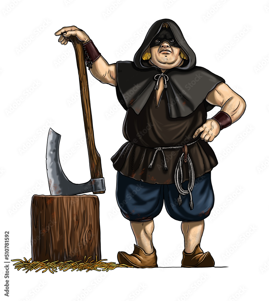 Plakat Medieval executioner with an ax. Digital illustration with ...