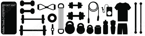 Body building icon vector set. Sport illustration sign collection. fitness symbol.