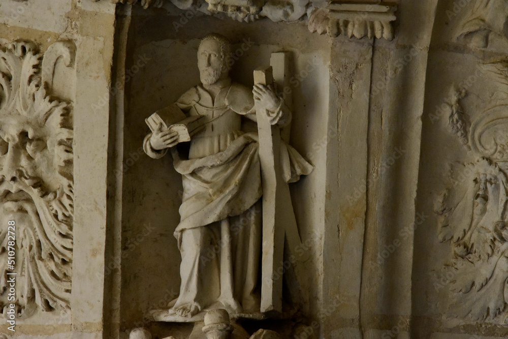 Abbaye de Fontevraud, détail sculpture. Pays de la Loire, France
