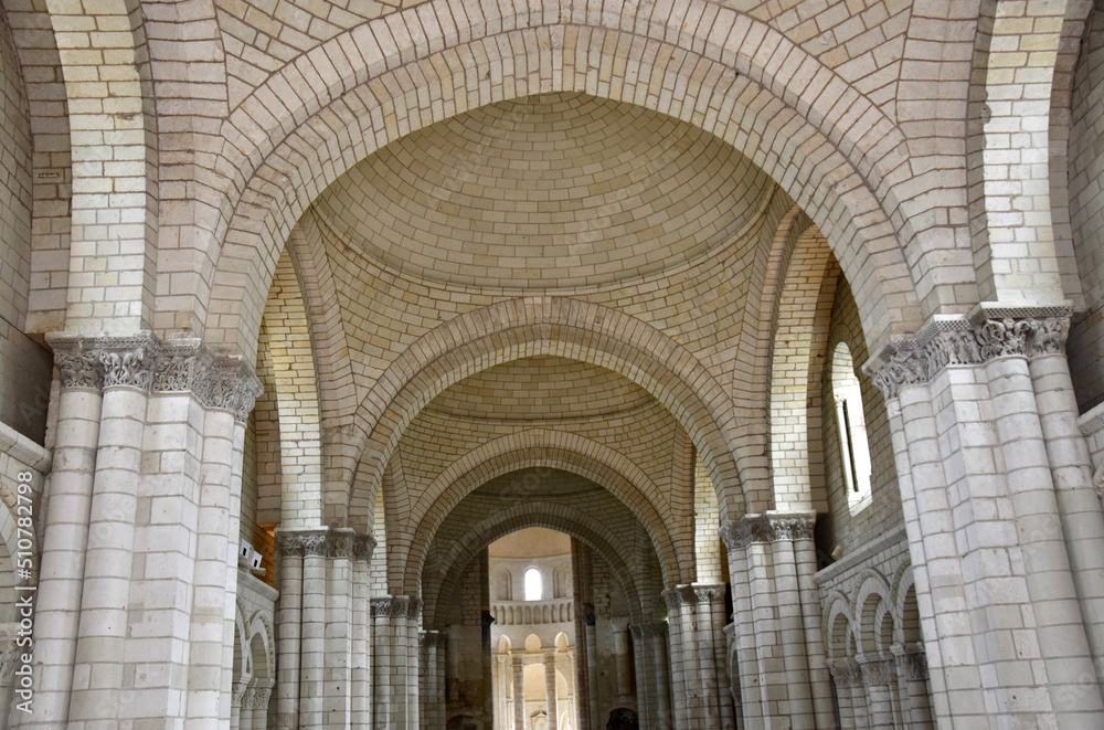 Abbaye de Fontevraud, les voutes de l'abbatiale. Pays de la Loire, France