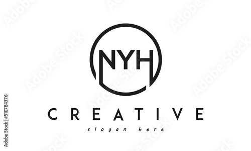 initial NYH three letter logo circle black design