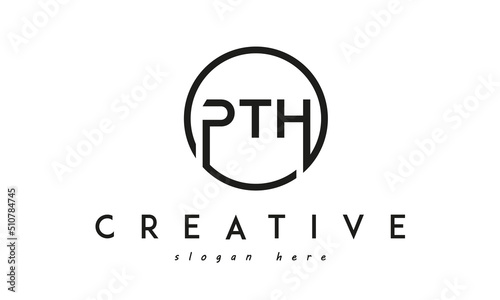 initial PTH three letter logo circle black design photo