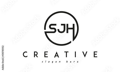 initial SJH three letter logo circle black design 