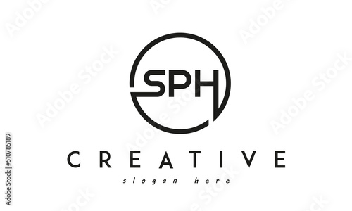 initial SPH three letter logo circle black design 