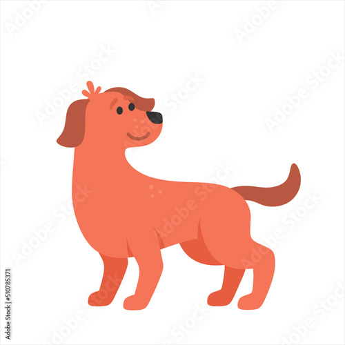 Orange dog character smiling vector illustration