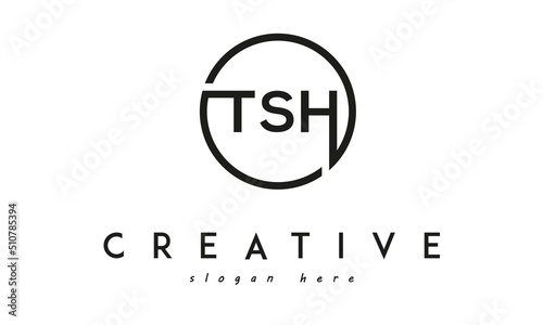 initial TSH three letter logo circle black design	 photo
