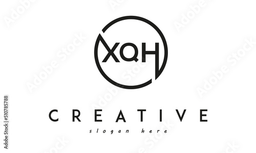 initial XQH three letter logo circle black design 