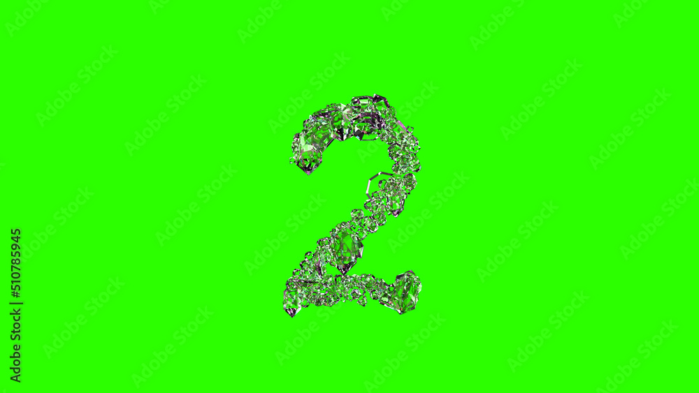 lighting finest diamonds number 2 on green screen, isolated - object 3D rendering lighting finest diamonds number 2 on green screen, isolated - object 3D rendering