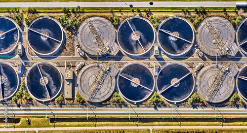 aerial view of Clarifier Tank type Sludge Recirculation in Water Treatment plant