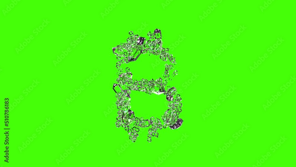 finest diamonds crystal font - bitcoin sign on chroma key screen, isolated - loop video