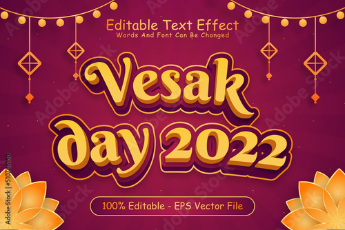 Vesak Day 2022 Editable Text Effect 3 Dimension Emboss Cartoon Style
