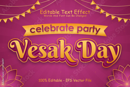 Celebrate Party Vesak Day Editable Text Effect 3 Dimension Emboss Modern Style
