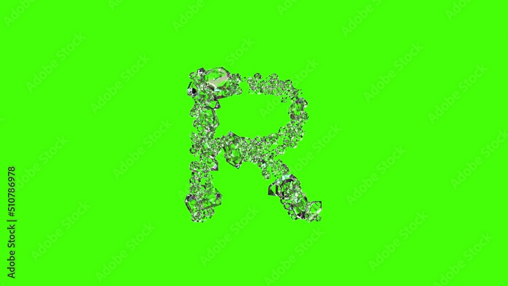 clear diamonds crystal font - letter R on green screen, isolated - loop video clear diamonds crystal font - letter R on green screen, isolated - loop video