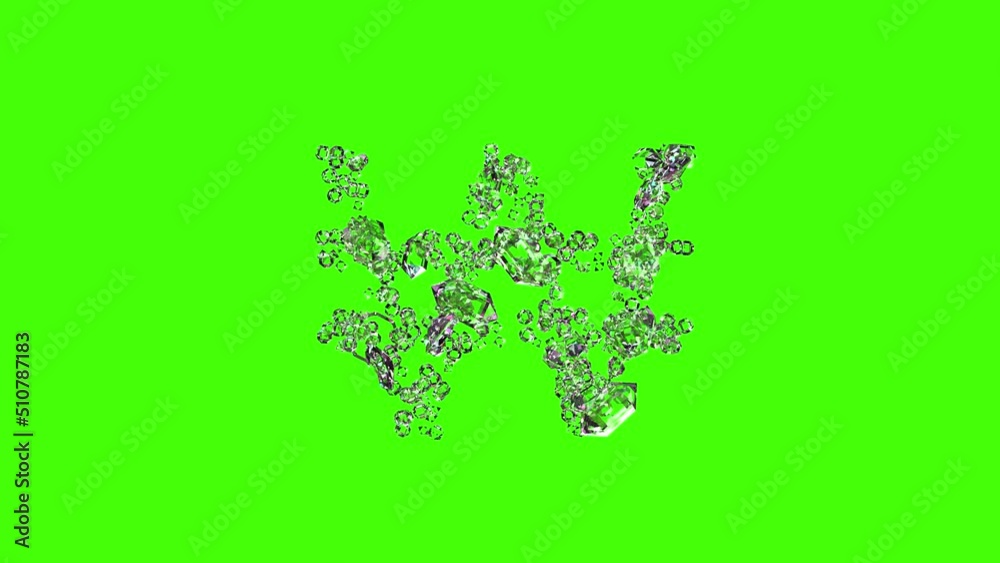 clear brilliants crystal alphabet - won sign on green screen, isolated - loop video clear brilliants crystal alphabet - won sign on green screen, isolated - loop video