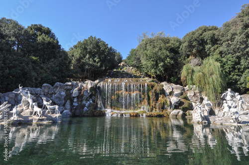 Royal palace gardens and fountain in Caserta