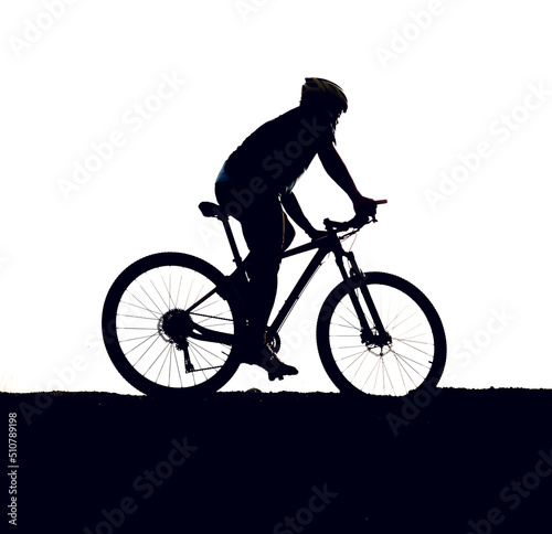 Mountain biker silhouette with clipping path  easy to use.  
