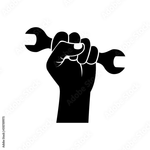 Wrench in hand vector icon
