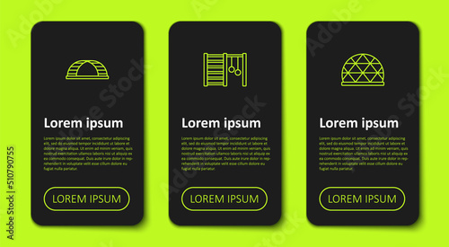 Set line Monkey bar, Swedish wall and Playground climbing equipment. Business infographic template. Vector