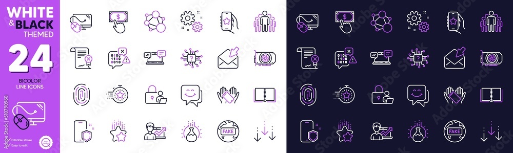 Internet chat, Chemistry experiment and Binary code line icons for website, printing. Collection of Integrity, Fingerprint, Computer mouse icons. Scroll down, Phone protect. Vector Internet chat, Chemistry experiment and Binary code line icons for website, printing. Collection of Integrity, Fingerprint, Computer mouse icons. Scroll down, Phone protect. Vector