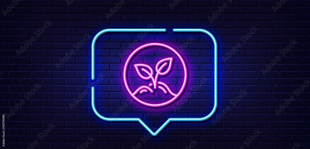 Neon light speech bubble. Startup line icon. Idea leaves sign. Launch project symbol. Neon light background. Startup glow line. Brick wall banner. Vector Neon light speech bubble. Startup line icon. Idea leaves sign. Launch project symbol. Neon light background. Startup glow line. Brick wall banner. Vector