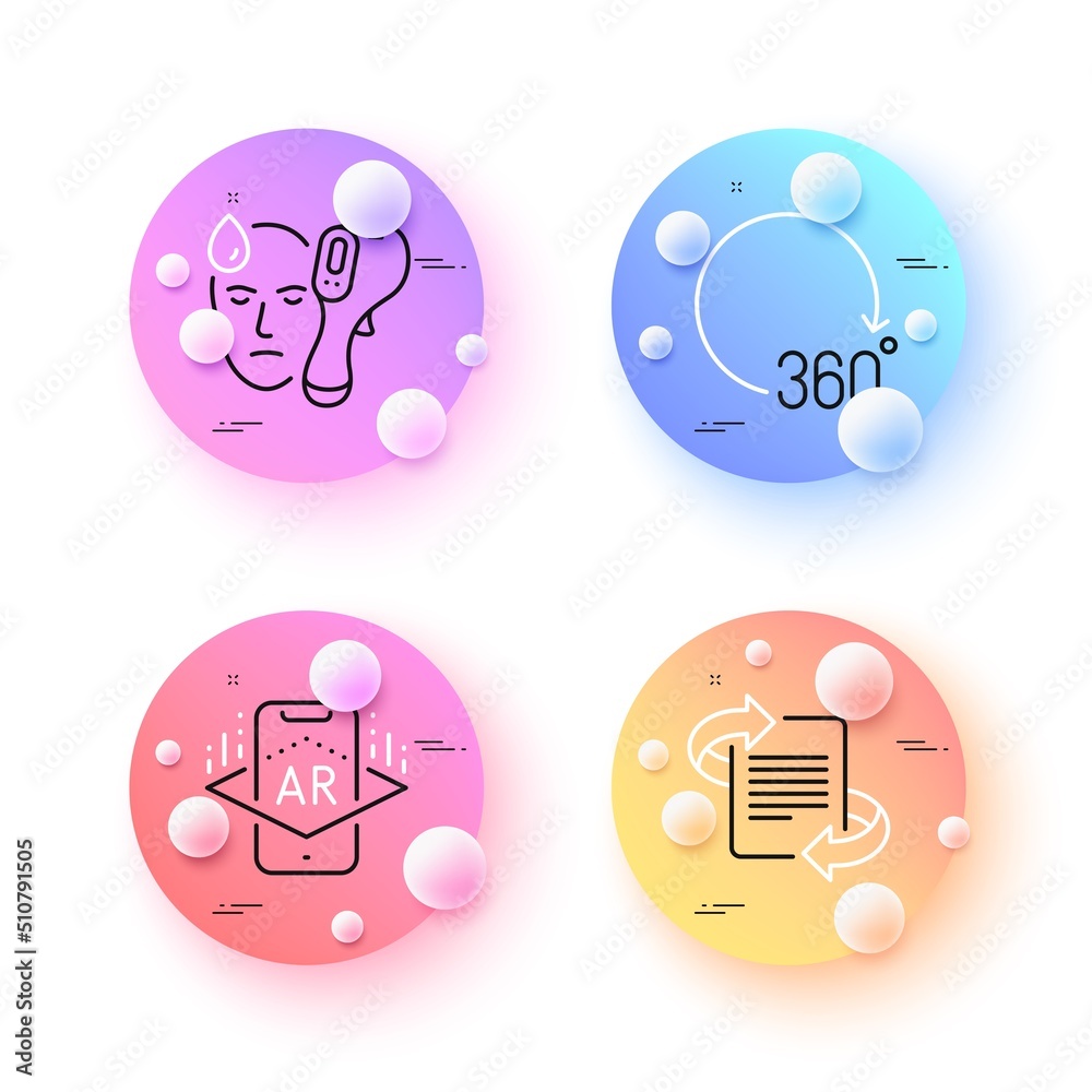 360 degrees, Augmented reality and Marketing minimal line icons. 3d spheres or balls buttons. Electronic thermometer icons. For web, application, printing. Vector 360 degrees, Augmented reality and Marketing minimal line icons. 3d spheres or balls buttons. Electronic thermometer icons. For web, application, printing. Vector