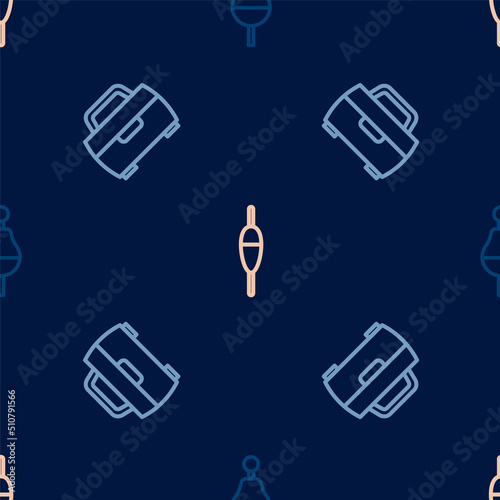 Set line Fishing float, Case or box for fishing equipment and on seamless pattern. Vector