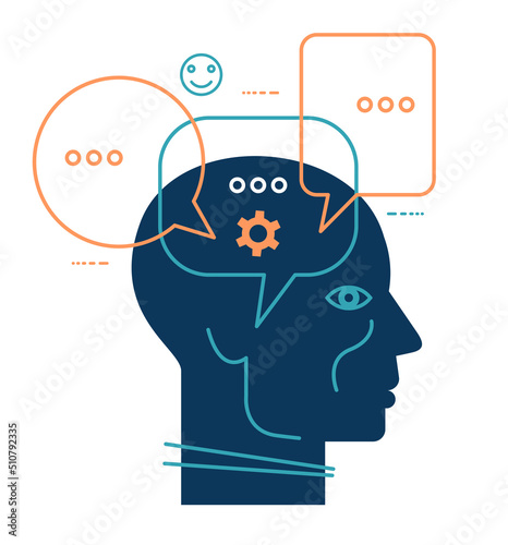 Wallpaper Mural Human head silhouette with speech bubbles. Human head silhouette. Torontodigital.ca