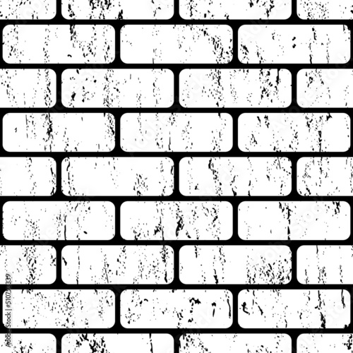 Vector seamless brick wall pattern with scratches. Design for textile, wallpaper, wrapping paper, stationery.