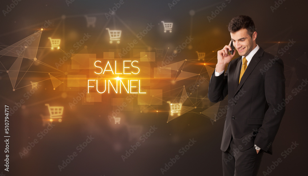 Businessman thinking about shopping concept Businessman thinking about shopping concept