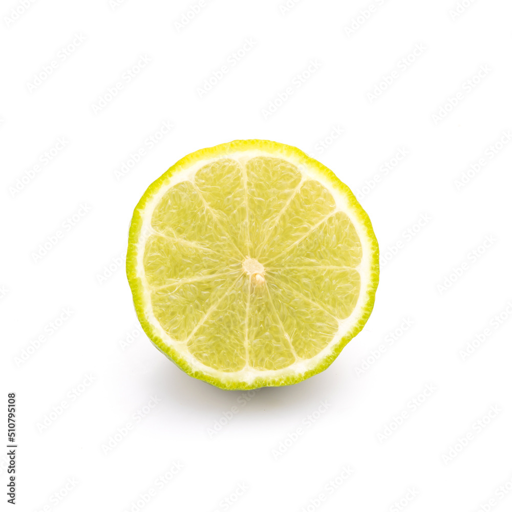 Slice of Thai bergamot isolated on white background. Food and healthcare concept Slice of Thai bergamot isolated on white background. Food and healthcare concept