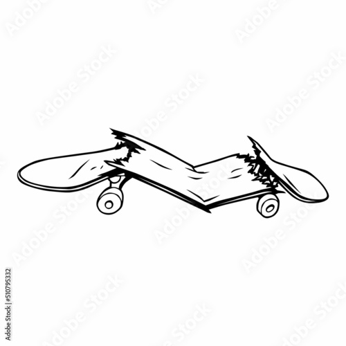 broken skeatboard.monochrome image.vector illustration.black elements on a white background.modern design perfect for t shirt,web design,sticker,bags,social media,banner,poster,bags and different uses