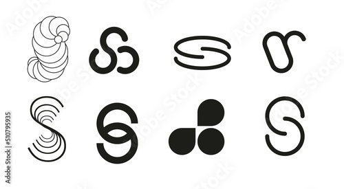 Abstrakte Logos Ideen zum Buchstaben "S". 