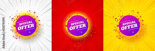Special offer sticker. Flash offer banner, coupon or poster. Discount banner shape. Sale coupon bubble icon. Special offer promo banner. Retail marketing flyer. Starburst pop art. Vector