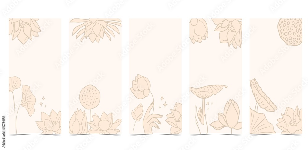 Golden lotus background. Line art design for postcard, invitation ,packaging,social media