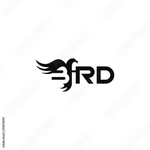 Bird text, negative space. Word mark logo design.