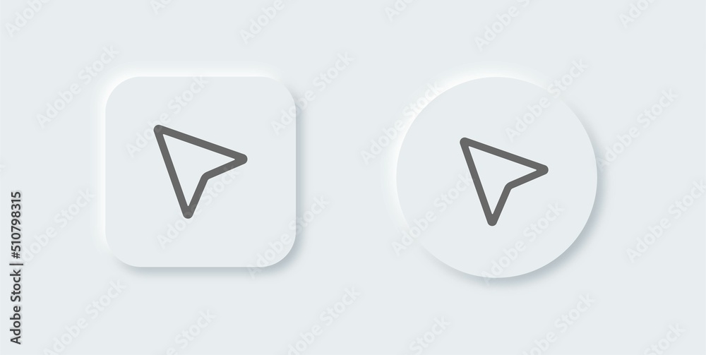 Computer cursor or pointer outline icon in neomorphic design style. Arrow pointer icon for apps or website. Computer cursor or pointer outline icon in neomorphic design style. Arrow pointer icon for apps or website.