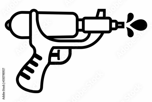 black icon children water gun for children entertainment. flat vector illustration.