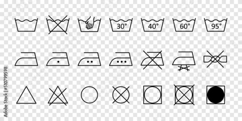 Main laundry wash symbols icons set expand paths. Vector
