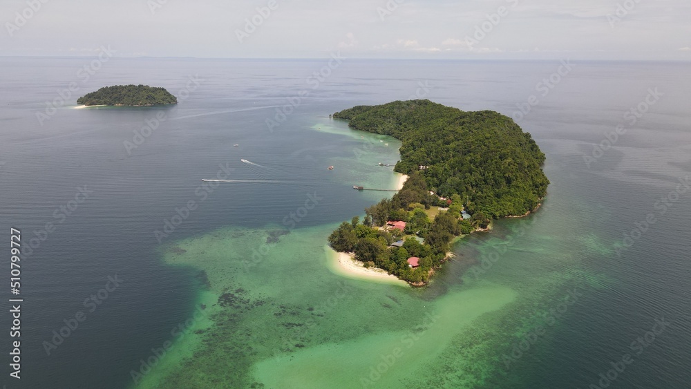Aerial View of The Manukan, Mamutik and Sapi Islands of Kota Kinabalu, Sabah Malaysia
