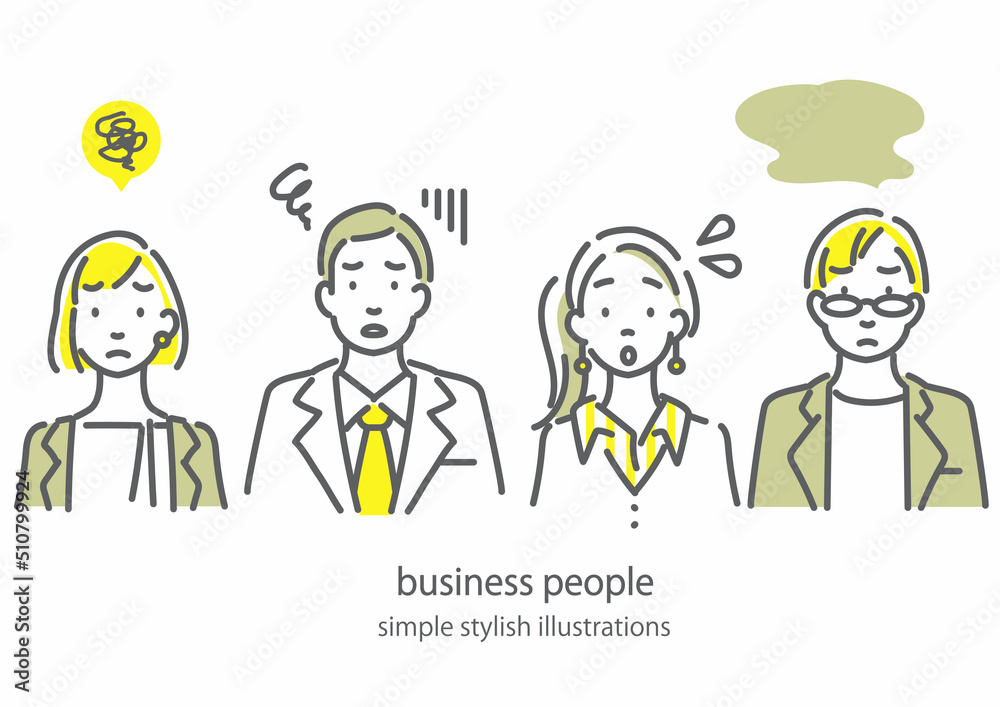 ビジネスウーマンとビジネスマン　シンプルでお洒落な線画イラスト