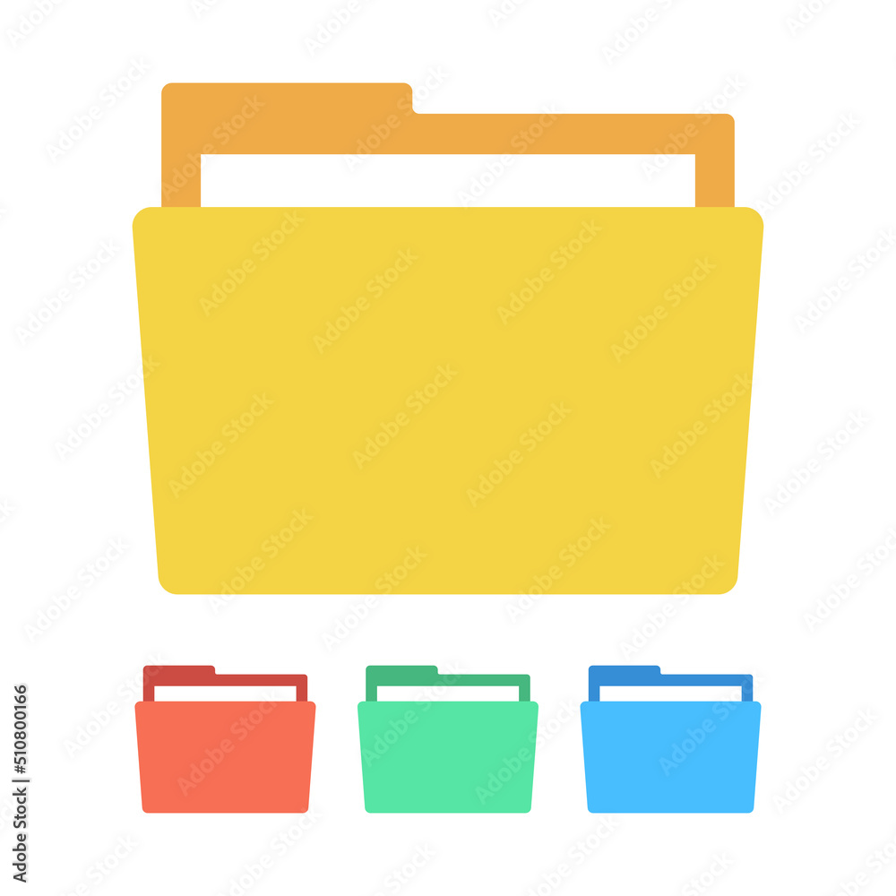 Folder set in different colors. Files in folders collection. Vector. Folder set in different colors. Files in folders collection. Vector.