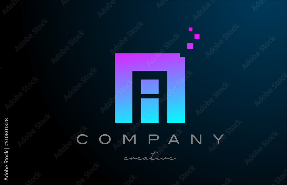 pink blue dots M alphabet letter logo icon design. Template design for company or business idea