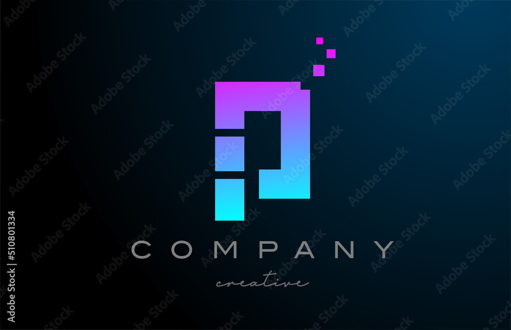 pink blue dots P alphabet letter logo icon design. Template design for company or business idea pink blue dots P alphabet letter logo icon design. Template design for company or business idea