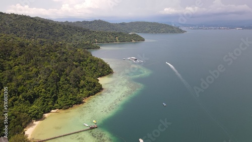 Aerial View of The Manukan, Mamutik and Sapi Islands of Kota Kinabalu, Sabah Malaysia
