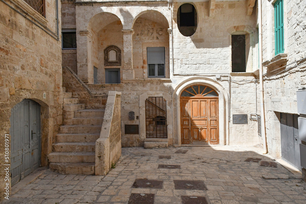 A characteristic house in the alleys of the historic center of Polignano a Mare, a village.of Puglia region in Italy.