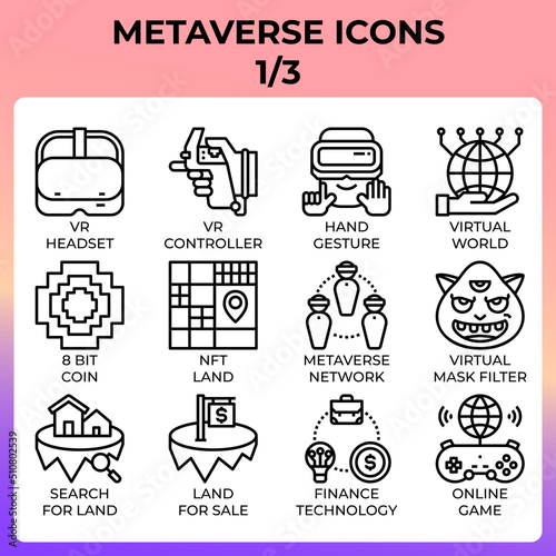 Metaverse icon set