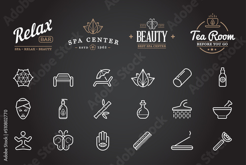 Set of Vector Spa Beauty Yoga Sport Elements Illustration can be used as Logo or Icon in premium quality