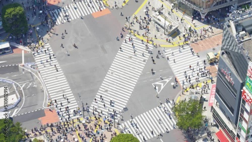 渋谷スクランブル交差点を歩く人々の映像（ぼかし有り）